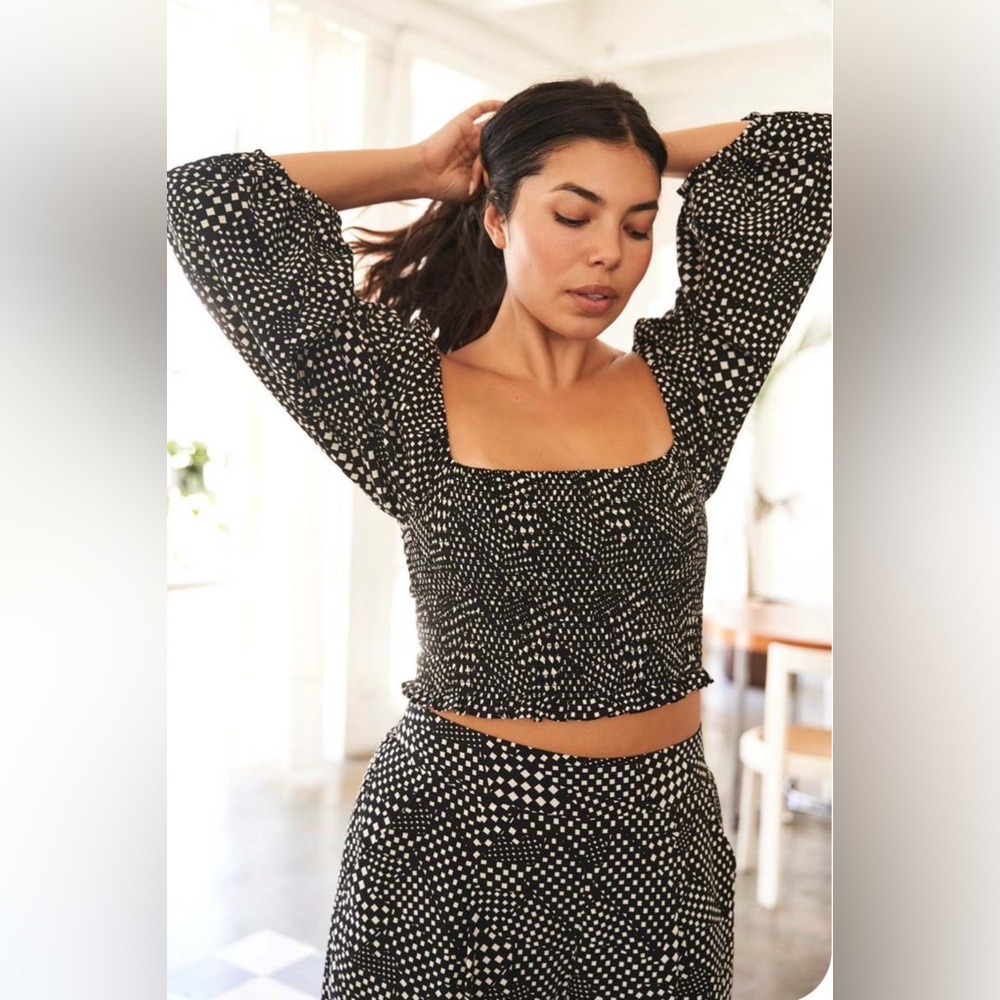 Whimsy + Row Cameron Top in Black Check Small NWT